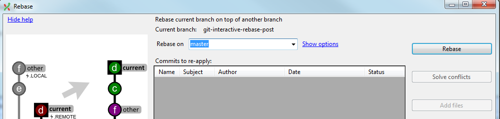 GE - Rebase Show Options