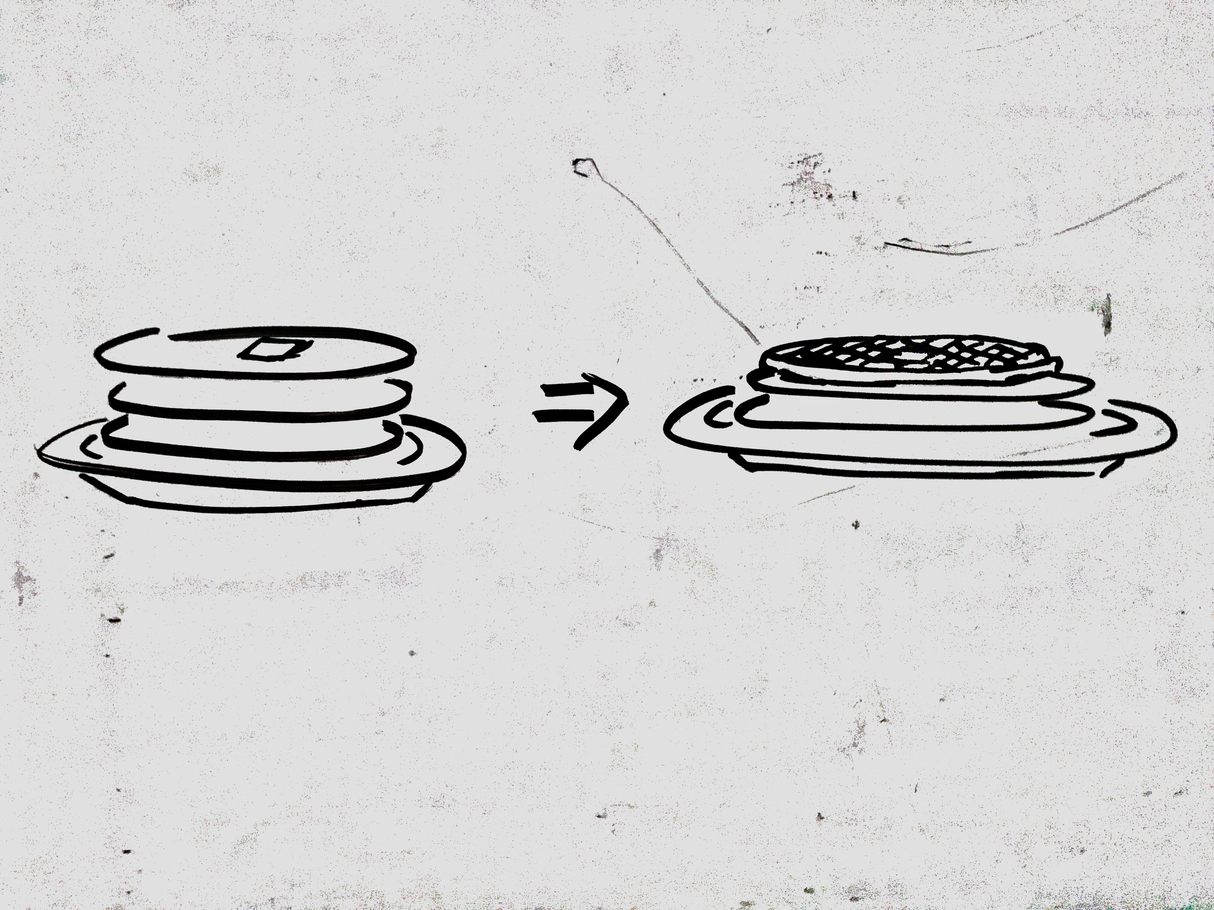 3 Pancakes => 2 Pancakes, 1 Waffle
